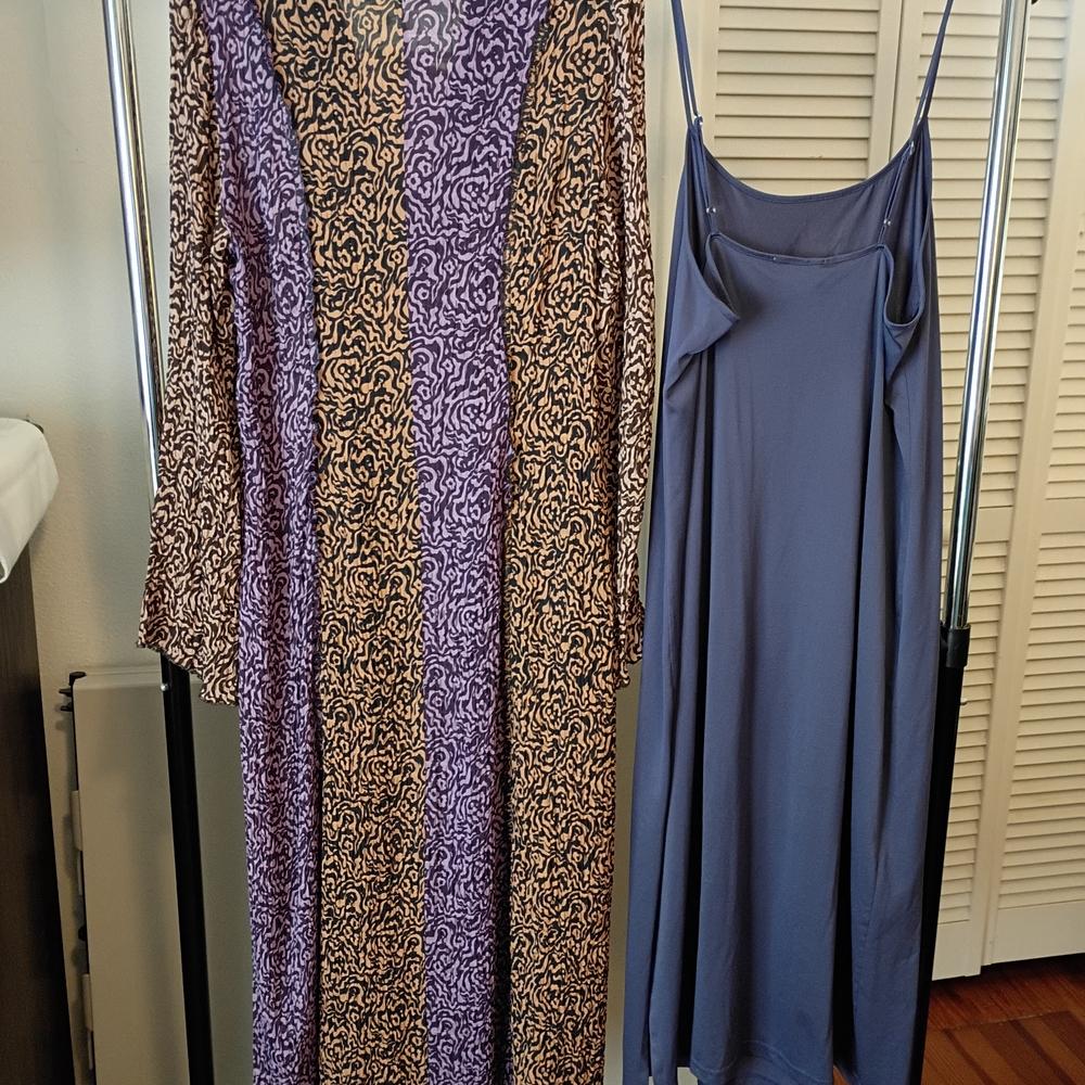 Nanushka Long Sleeve Dress in Purple and Orange Print